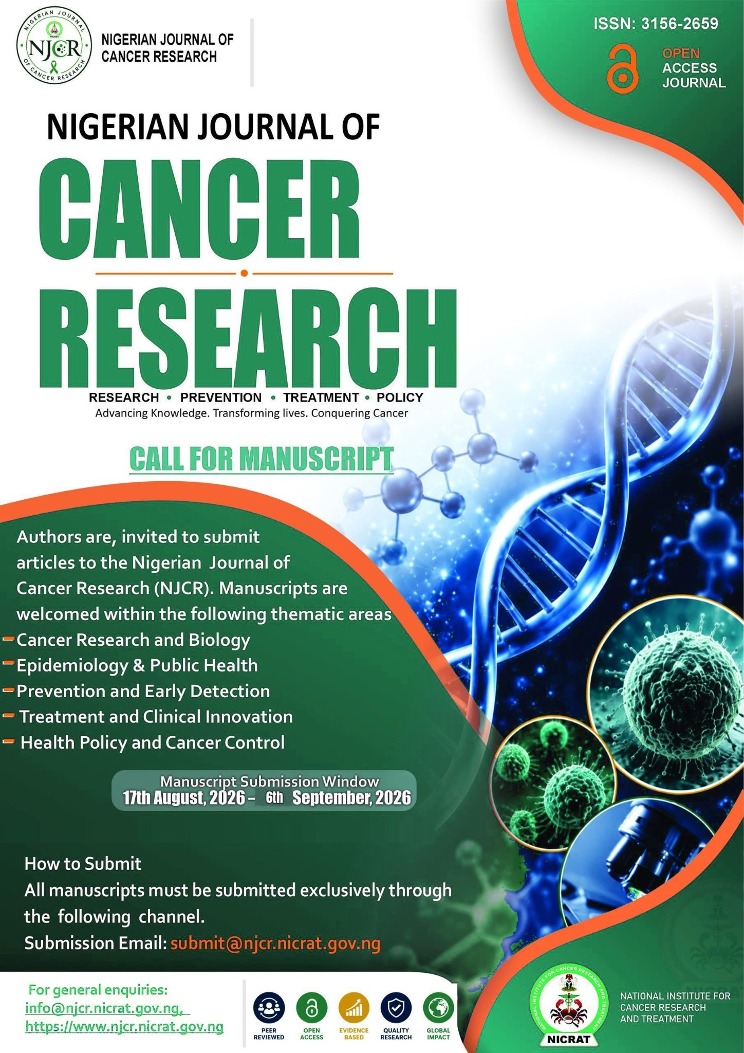 Nigerian Journal of Cancer Research call for manuscript poster